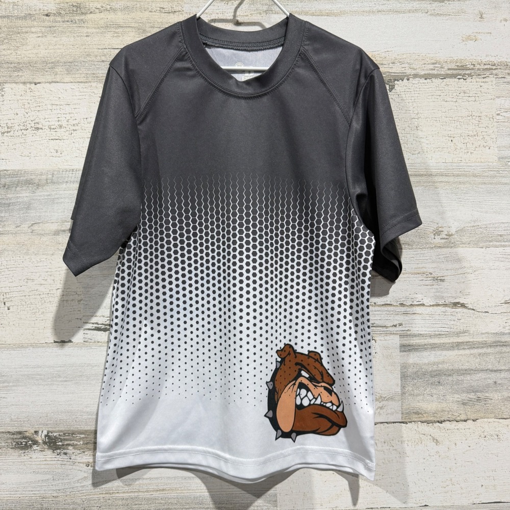 Badger Sport Shirt Youth XS Grey White Hexagon Bulldog Athletic EUC
